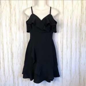 NWT Marciano Ruffle Mini Dress Jet Black Sz 2 Sleeveless